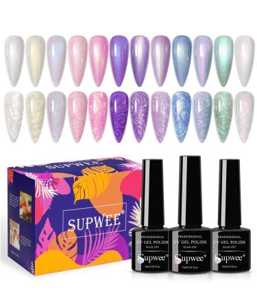 SUPWEE Pearl Gel Nail Polish - 12 Colors Shell Thread Drawing Gel Polish Shimmer Mermaid Nail Gel Polish for Nail Art Design Salon Home DIY Manicure Pearl Shell Gel Polish - Buy Online on GoSupps.com