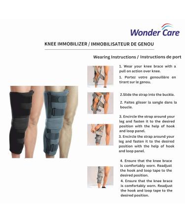 Wonder Care Knee Immobilizer Brace - XL Knee Support for Dislocation & Ligament Tear - Wraparound Stabilizer Splint for Men & Women (19 Black - Buy Online on GoSupps.com
