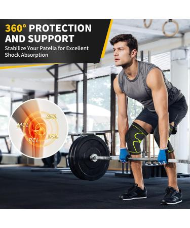 CAMBIVO 2 Pack Knee Compression Sleeve for Men and Women - Green Large | Support for Running, Workout, Gym, Hiking, Sports - Buy Online on GoSupps.com