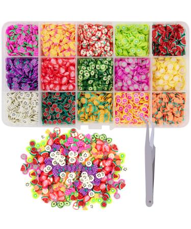 Duufin 10500 Pcs Nail Art Slices Fruits Slices Polymer Nail 3D Slice Colorful DIY Nail Art Supplies with a Tweezers for DIY Crafts, Slime Making and Cellphone Decoration