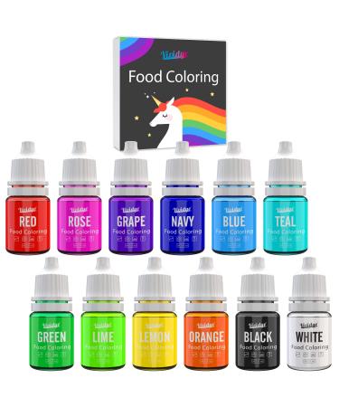 Food Coloring Set - 12 Vivid Colors Food Coloring Set for Baking, Cake Decorating, Cookie, Fondant and Macaron - Liquid Tasteless Food Color Dye for DIY Slime Making and Crafts - .25 fl. oz. Bottles 0.25 Fl Oz (Pack of 12)