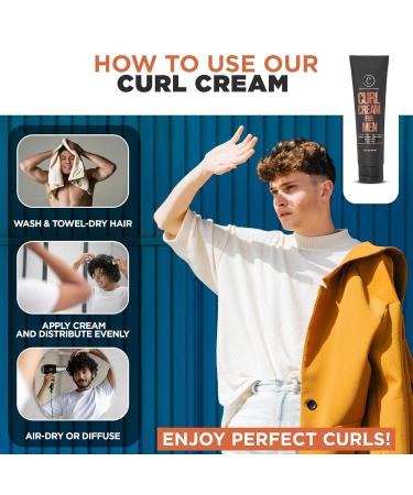 Controlled Chaos Curl Cream for Men - Anti-Frizz Hair Styling Cream for Wavy & Curly Hair with Shea Butter Jojoba & Coconut Oil (3.4oz) - Sulfate-Free & Smooth Finish - Buy Online on GoSupps.com