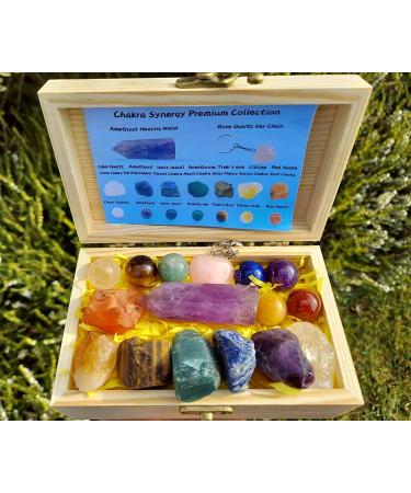 TESH CARE Chakra Synergy Premium Healing Crystal Collection - 7 Chakra Healing Spheres, Raw Stones, Amethyst Wand, Rose Quartz Key Chain, Guide - Meditation & Spirituality - Buy Online on GoSupps.com