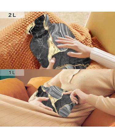 Golden Black Marble Heat Bottle - Pain Relief | 1L Hot Water Bottle for Adults & Children - Buy Online on GoSupps.com