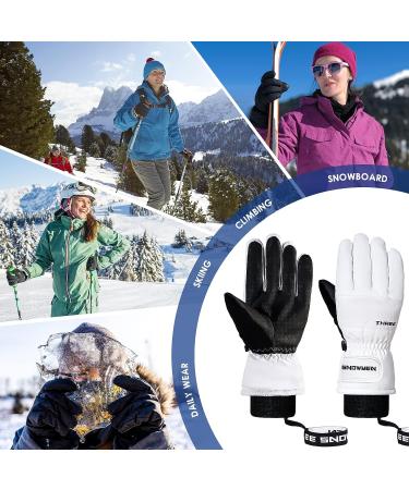 Winter Ski Snow Gloves | Touchscreen Waterproof Gloves for Men and Women | Large White - Buy Online on GoSupps.com