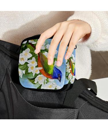 GIAPB Period Bag Sanitary Napkin Holder Makeup Pouch - Bird White Plant Flowers Color1658 - Buy Online on GoSupps.com