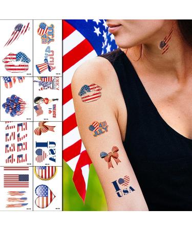 Memorial Day Temporary Tattoos - 20 Sheets Tattoo Sticker Set for Independence Day Celebration - Buy Online on GoSupps.com
