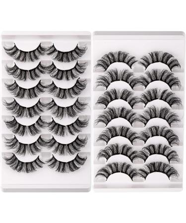 fdsmall False Eyelashes 8D Volume 15MM Wispy Long Fluffy Faux Mink Lashes Cat-Eye Natural Look False Eyelashes 7 Pairs (7 Pairs17) - Buy Online on GoSupps.com