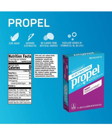 Propel Powder Packets Berry with Electrolytes  Vitamins and No Sugar -10 Count - Buy Online on GoSupps.com