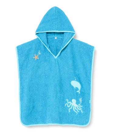 Playshoes Unisex Children's Terry Cloth Poncho Bathrobe Towel S (up to approx. 4 years) Sea Animals
