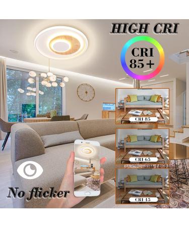 Fitzmia LED Ceiling Light | Dimmable Wood Ceiling Lamp with Remote | Modern 24W Round Light for Bedroom Living Room & Kitchen - Buy Online on GoSupps.com