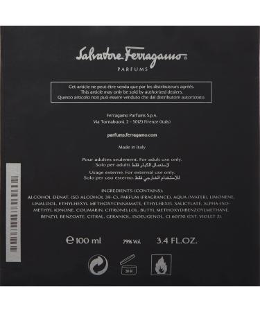 Salvatore Ferragamo Black For Men Eau De Toilette Natural Spray 3.4 Fl Oz/100 ml - Buy Online on GoSupps.com