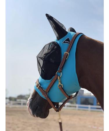 TGW RIDING Fly Mask for Horses - Super Comfort & Elasticity with Ears (Medium Pacific Blue) - International Shipping Available - Buy Online on GoSupps.com