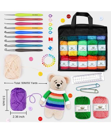 103 PCS Crochet Kit with Hooks & Yarn Set - Premium Bundle with 2180 Yards of Acrylic Yarn, Needles, Accessories & Bag - Ideal Starter Pack for Kids, Adults, Beginners & Professionals - Black - Buy Online on GoSupps.com