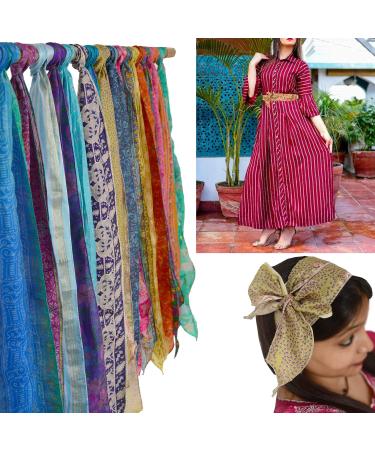 SalsaNights Set of 10 Pure Silk Sashes for Head Wraps, Neck Ties, and Crafting - Soft Fabric Silk Scarves - Buy Online on GoSupps.com