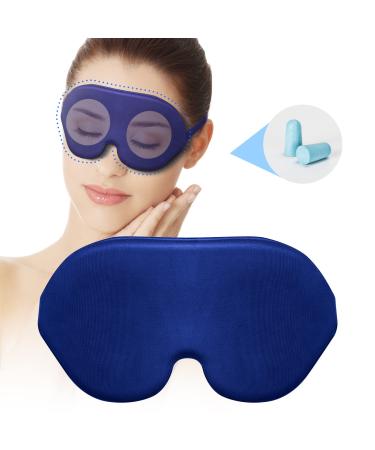Soft and Comfortable Night Sleep Eye Mask for Men Women Design Light Blocking Sleep Mask with Adjustable Strap for Travel/Sleeping/Shift Work Includes Travel Pouch Blue Dailan
