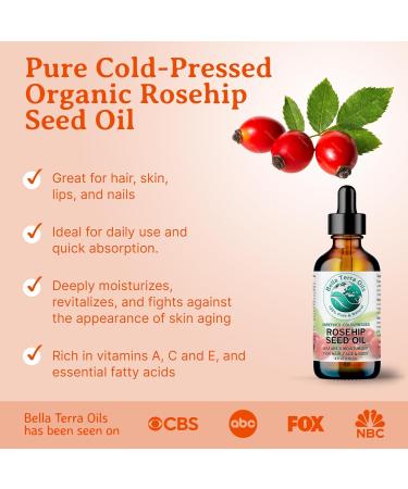 Buy Bella Terra Organic Rosehip Facial Oil 8 oz | Rich in Essential Fatty Acids & Antioxidants for Glowing Skin | Elevate Your Daily Face Ritual - Buy Online on GoSupps.com