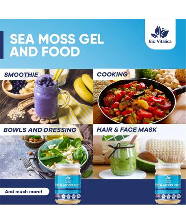 Sea Moss Gel by BioVitalica - Organic Irish Sea Moss Gel - Premium Quality Dr Sebi Vegan Superfood - 100% Natural 12oz - Buy Online on GoSupps.com