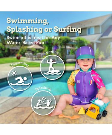 Juicy Bumbles Baby Swimsuit - One Piece Toddler Swimming Costume - Short Sleeve Infant Boy and Girl Swimsuit - 4-5 Years Surfer Design - Buy Online on GoSupps.com