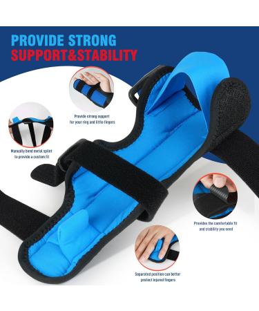 FEATOL Boxer Finger Splint - Adjustable Metacarpal Brace for Pain Relief Pinky & Ring Finger Support Right Hand (Medium/Large) - Black - Buy Online on GoSupps.com