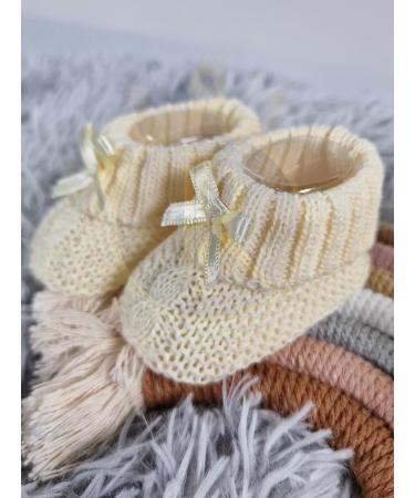 Royal Icon Soft Knitted Newborn Baby Booties with Bow - Lemon, 0-3 Months - Buy Online on GoSupps.com
