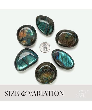KALIFANO Labradorite Palm Stone: Healing & Calming Reiki Crystal for Cleansing and Protection - High Energy Labradorite with Info Card - Family Owned - Buy Online on GoSupps.com