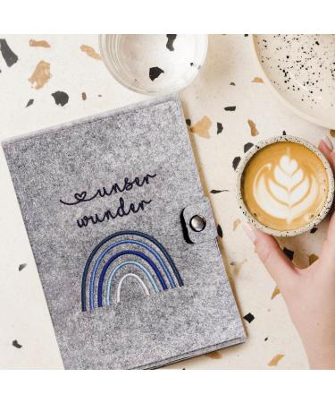 Cozy Racoon Mother Pass Cover - Handcrafted Felt Rainbow Blue | Made in Germany | Ideal Gift for Expecting Moms with Pockets for Insurance Card & Ultrasound Images - Buy Online on GoSupps.com