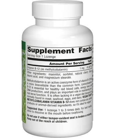 Source Naturals Vegan True MethylCobalamin B12 Cherry 1mg | 60 Lozenges - Boost Energy & Immune Support - Buy Online on GoSupps.com