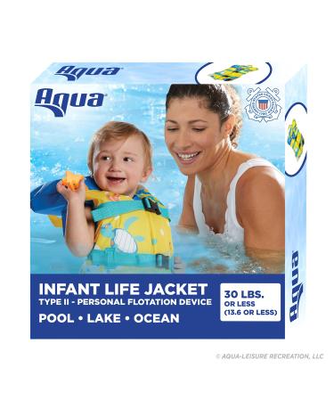 Aqua US Coast Guard-Approved Life Jacket, PFD with Comfortable Flex-Form-Fit Design, Infants/Kids/Youth Seafoam Blue  Infant