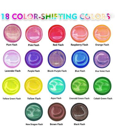 ABEIER Iridescent Acrylic Paint Set - 18 Chameleon Colors - 2oz/60ml Bottles - Non-Toxic, High Viscosity Paint for Rocks, Crafts, Canvas, Wood, Fabric, Ceramic & Stone - Buy Online on GoSupps.com