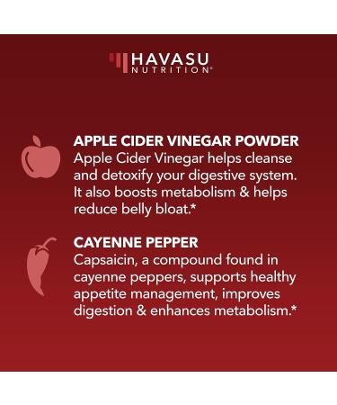 HAVASU NUTRITION Apple Cider Vinegar Capsules with Cayenne Pepper - 60 Count for Bloating Relief - Buy Online on GoSupps.com