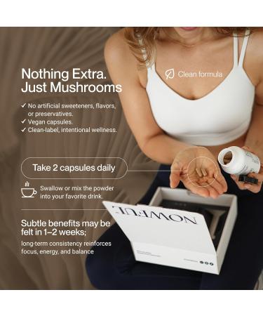 Nowful MindThrive Mushroom Complex Lion's Mane Turkey Tail Cordyceps Reishi & Shiitake Everyday Dose for Sharp Focus Natural Energy Calm Strength & Immune Health (60 Capsules) - Buy Online on GoSupps.com