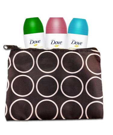 Dove Roll-On Deodorant for Women Variety 3 Pack - Travel Size Bundle with Pear Cucumber & Pomegranate | 1.7 oz Each + Travel Bag - Buy Online Now - Buy Online on GoSupps.com