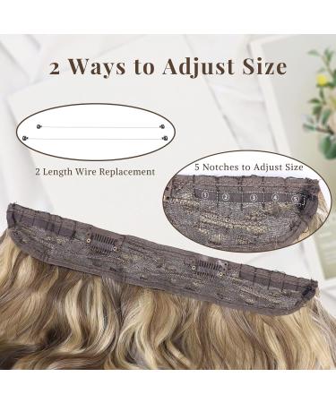 Invisible Wire Hair Extensions - Adjustable Size 20 Inch Synthetic Halos Hair Extension - Medium Brown Highlighted Blonde - Clip In Real Hair - Buy Online on GoSupps.com