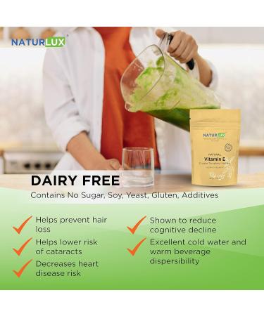 Naturlux D-Alpha Tocopheryl Acetate Vitamin E 200g (0.4lb) Gluten Free Vegetarian Capsules Soy Free & Non-GMO 7.05 Ounce (Pack of 1) - Buy Online on GoSupps.com