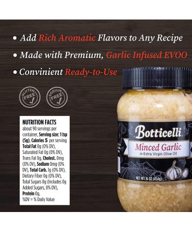 Botticelli Minced Garlic in Extra Virgin Olive Oil 16oz Jars (Pack of 2) - Premium Gluten-Free Cooking Essentials - Buy Online on GoSupps.com