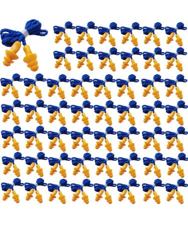 GXXMEI 100 Pairs Corded Ear Plugs Reusable Silicone Earplugs with String Banded Ear Plug Sleep Noise Cancelling for Hearing Protection