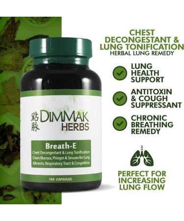 Breath-E Lung Tonic - Natural Decongestant (100 Count) for Lung, Bronchial & Sinus Health - 650mg Respiratory Chinese Healing Herbs - Buy Online on GoSupps.com