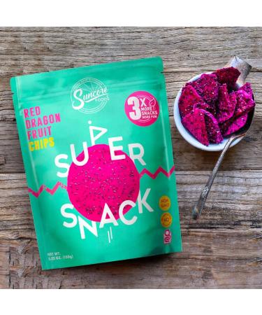 Suncore Foods Red Dragon Fruit Chips 5.32oz - Gluten Free, Non-GMO Supersnack (1 Pack) - Buy Online on GoSupps.com