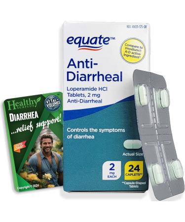Healthy Surplus Equate Anti-Diarrheal Loperamide HCI 2 mg 24 Caplets and Vital Volumes Tips Card - Buy Online on GoSupps.com