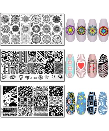 LoveOurHome 8pc Nail Stamping Kit - Lace Flower Heart Skull Designs with Silicone Stamper & Scraper | Manicure French Design Tools - Buy Online on GoSupps.com