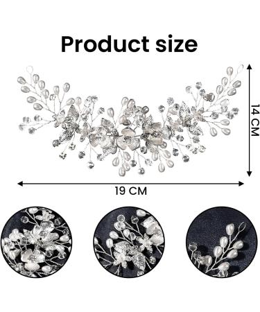 maxtachi Bride Hair Accessories Wedding Hair Vines Headpieces Flower Pearl Headband Elegant Hair Accessories Silver Crystal Leaf Hair Pieces for Women and Girls Hair Styling Accessories - Buy Online on GoSupps.com