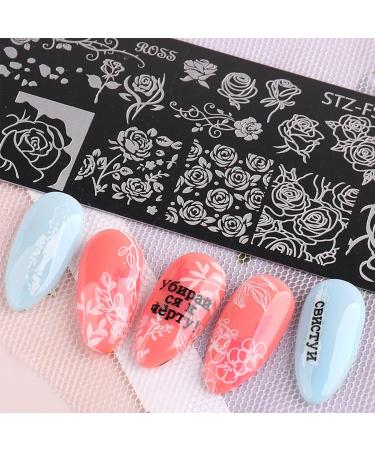 NICENEEDED Animal Nail Art Stamping Plates Set 6Pcs Design Nail Stamp Templates with Nail Stamper & Nail Scraper & Storage Bag Checkerboard Flowers Nail Plate for Nail Art Equipment Style 3 - Buy Online on GoSupps.com