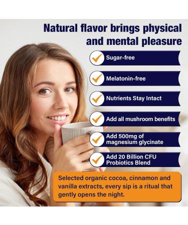 Mushroom Hot Cocoa with Magnesium Glycinate Reishi L-Theanine Ashwagandha Lemon Balm Lavender Cacao Powder Organic Hot Chocolate Supplement for Sleep Relaxation No Melatonin Vegan 7.4oz 7.41 Ounce (Pack of 1) - Buy Online on GoSupps.com