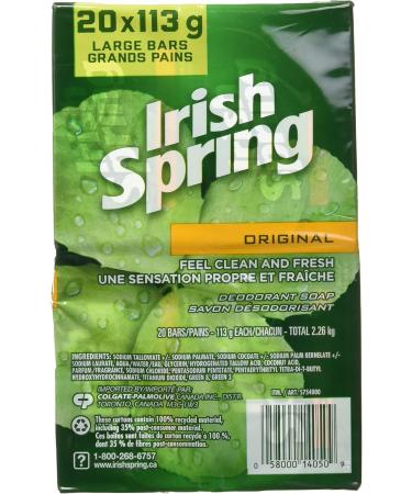 Irish Spring Deodorant Soap Original Scent - 4 Ounce/20 ct - Buy Online on GoSupps.com