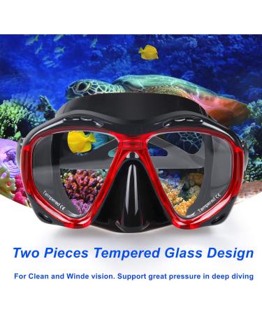 Panoramic HD Snorkel Diving Mask | Anti-Fog Scuba Goggles for Adults & Youth - A-Black Red - Buy Online on GoSupps.com