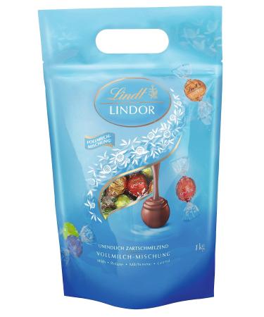 Lindt chocolate lindor balls whole milk mixture |1 kg bag resealable |approx. 80 balls in 4 varieties (milk pistachio milk cream caramel) |Large pack |Chocolate gift fully milk mixture 1 kg - Buy Online on GoSupps.com