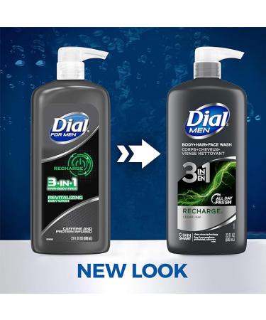 Dial Men 3in1 Body Hair and Face Wash Recharge 69 fl oz (3-23 fl oz Bottles) - Buy Online on GoSupps.com