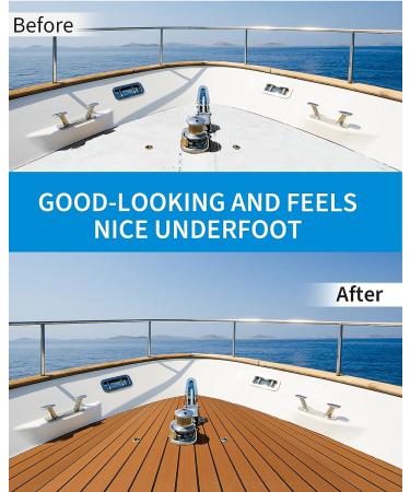 OCEANBROAD 3M Self-Adhesive EVA Foam Boat Flooring 48x16 Faux Teak Marine Decking Sheet - Non-Slip Mat for Motor Boats, Yachts, Pontoon, Swim Platforms - Brown with Black Seam Lines - Buy Online on GoSupps.com