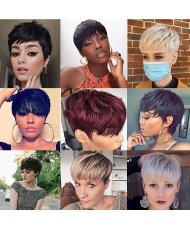 G&T Red Pixie Cut Wig with Bangs - Short Layered Heat Resistant Synthetic Wig for Women - Daily Party Use (99J) - Buy Online on GoSupps.com